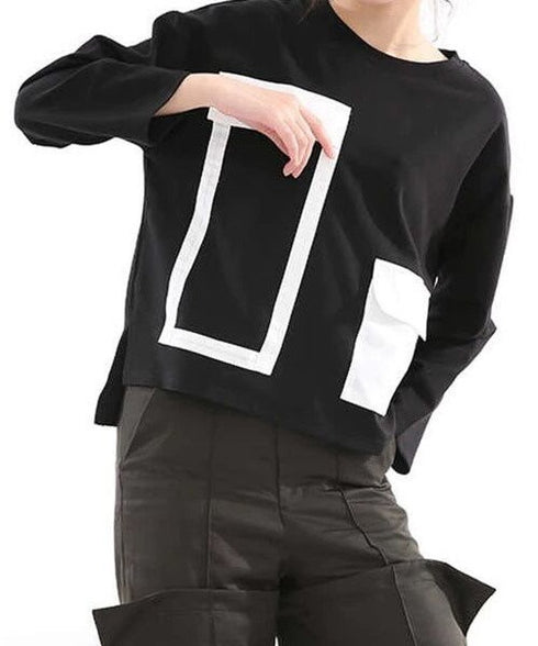 Geometric Panel Graphic Long Sleeve Top